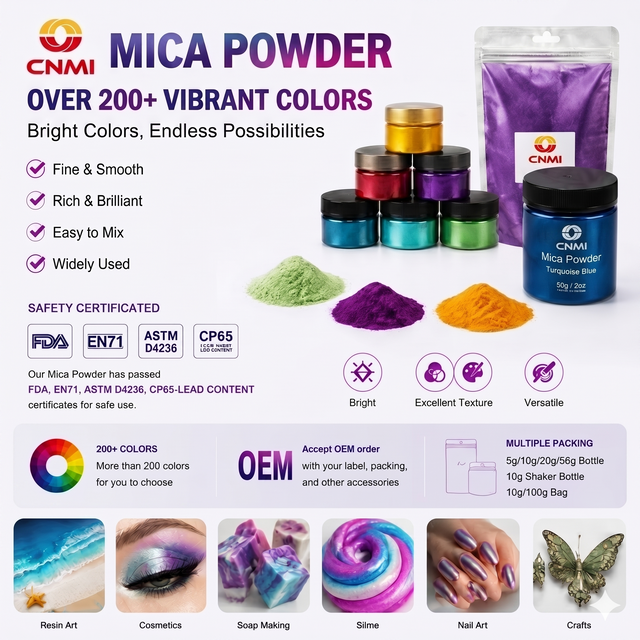 Poudre de mica pigment brillant sans saignement pour r&eacute;sine, savon artisanal, bougies, cosm&eacute;tiques - CNMI