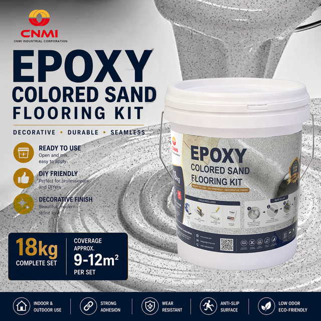 Revestimiento de piso de arena de color epoxi para f&aacute;brica y taller | CNMI